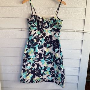 New York and Company floral blue and green sun dress, size 4